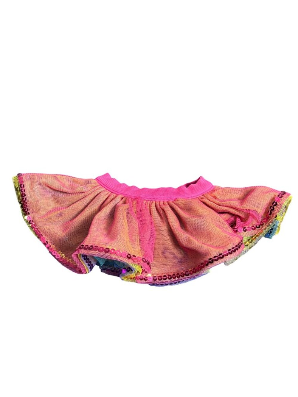 Reversible Build-A-Bear Workshop Rainbow Tulle Skirt with Sequin Trim